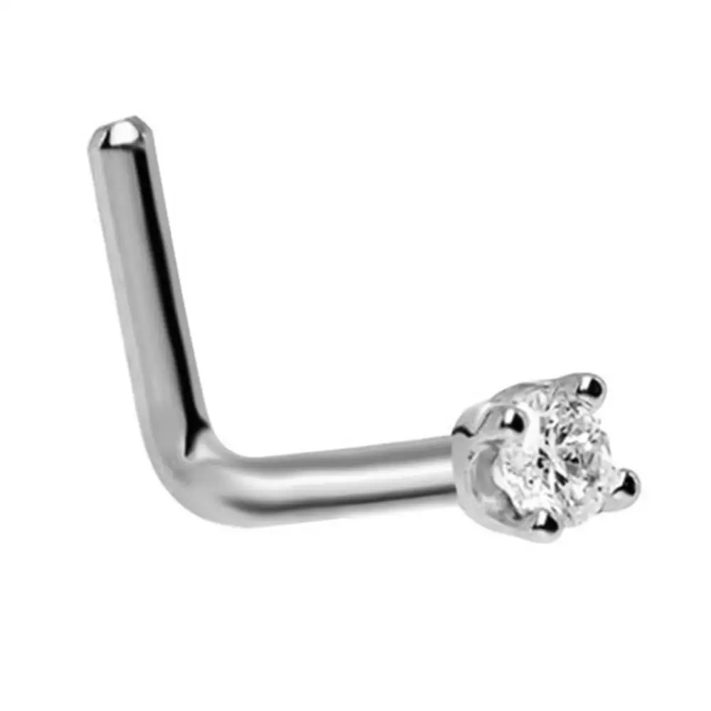 Серьги-гвоздики из хирургической стали с цирконом для пирсинга носа