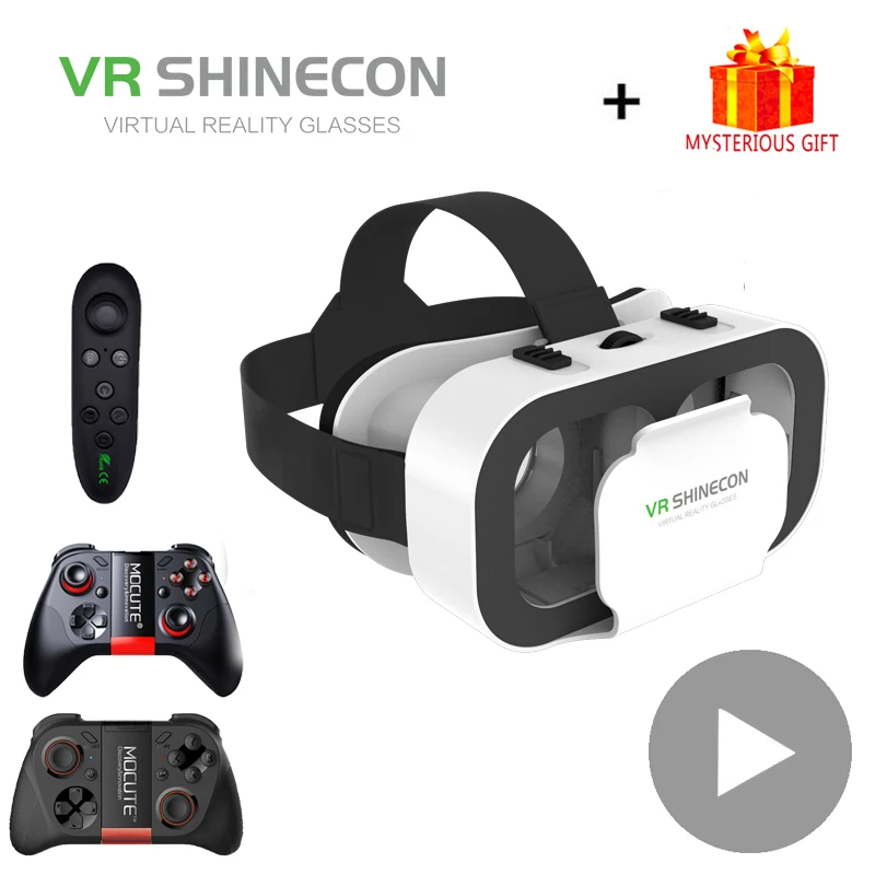 VR Shinecon G05A шлем 3D 3 д очки виртуальной реальности для iPhone Android смартфона смарт телефона умные виар игр дополненной видео комплект вр видеоочки с экраном контролерами стекло веар электронные стерео активные