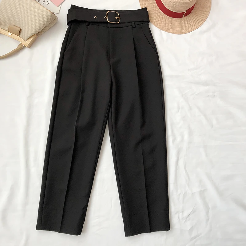 KINOMI повседневные Прямые женские брюки с поясом и высокой талией Женские рабочие