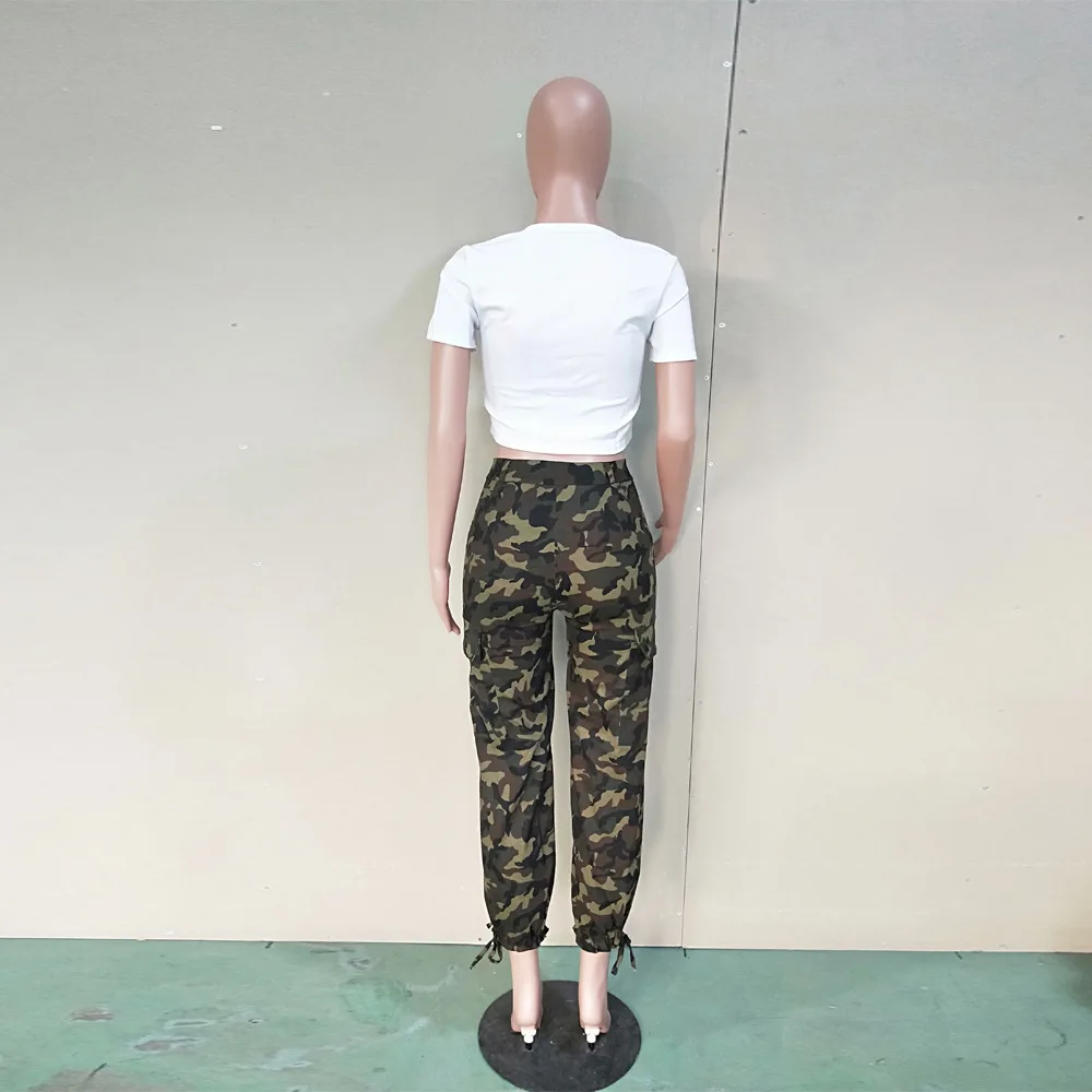 

Autumn new fashion camouflage printing casual Harem Pants height waist elastic belt women's feet pants