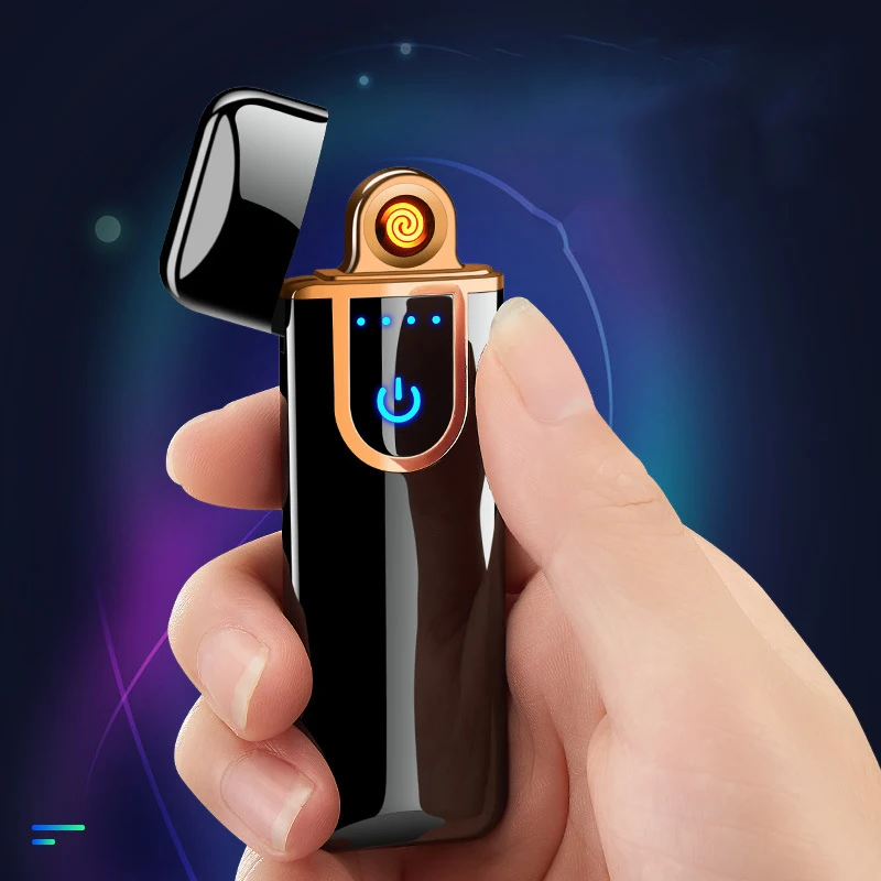 

USB Cigarette Lighter Ultra-thin Custom Metal Charging Lighter Touch Induction Windproof Electronic