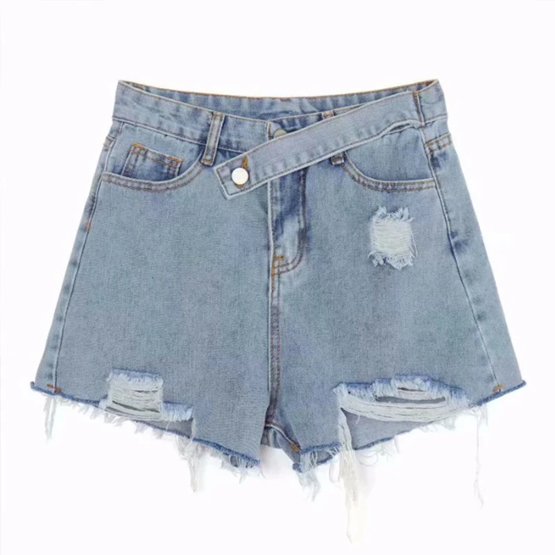 Шорты GOPLUS женские джинсовые в Корейском стиле Короткие штаны с высокой талией и