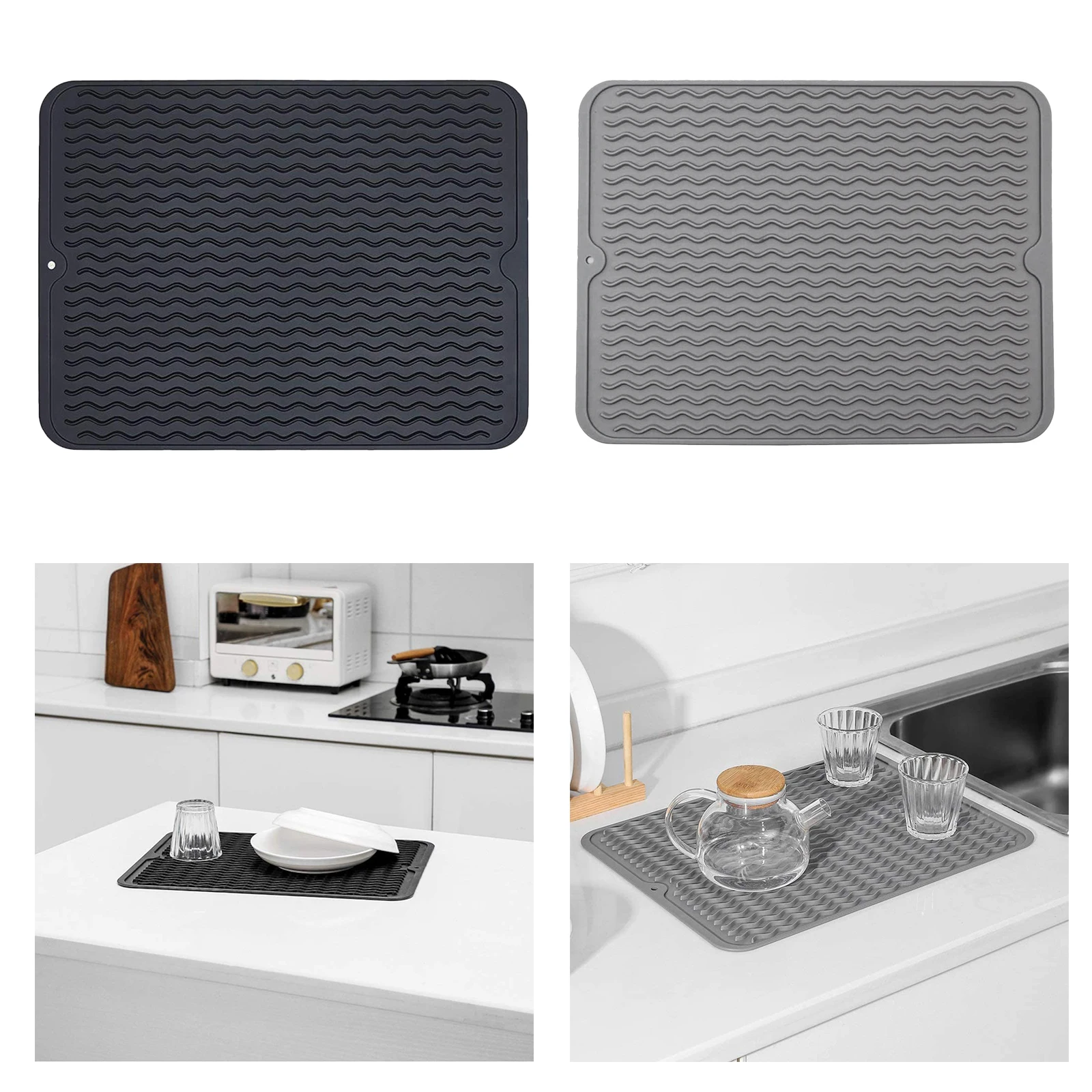 

40x30cm Silicone Dish Drying Mat Drainer Pad Countertop Mat Drawer liner
