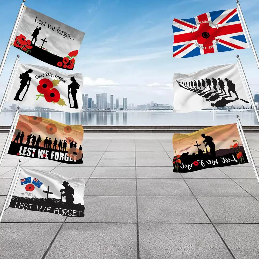 

Lest We Forget Remembrance Day Flag Poppy Flower Flying Flag USA UK Respect And Gratitude Soldiers Garden Flying Flag