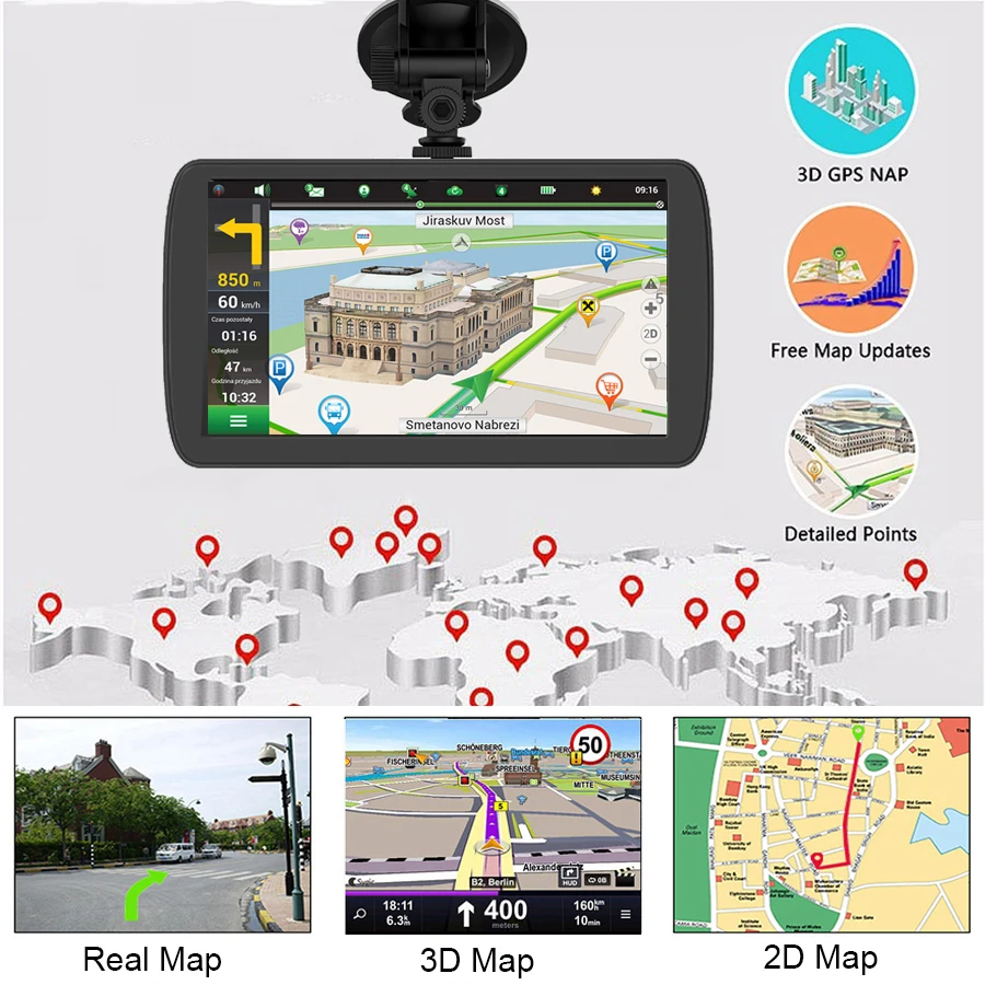 Видеорегистратор с GPS-навигацией Anfilite 9 дюймов Android 6 0 1 ГБ 16 g-датчиком бесплатные