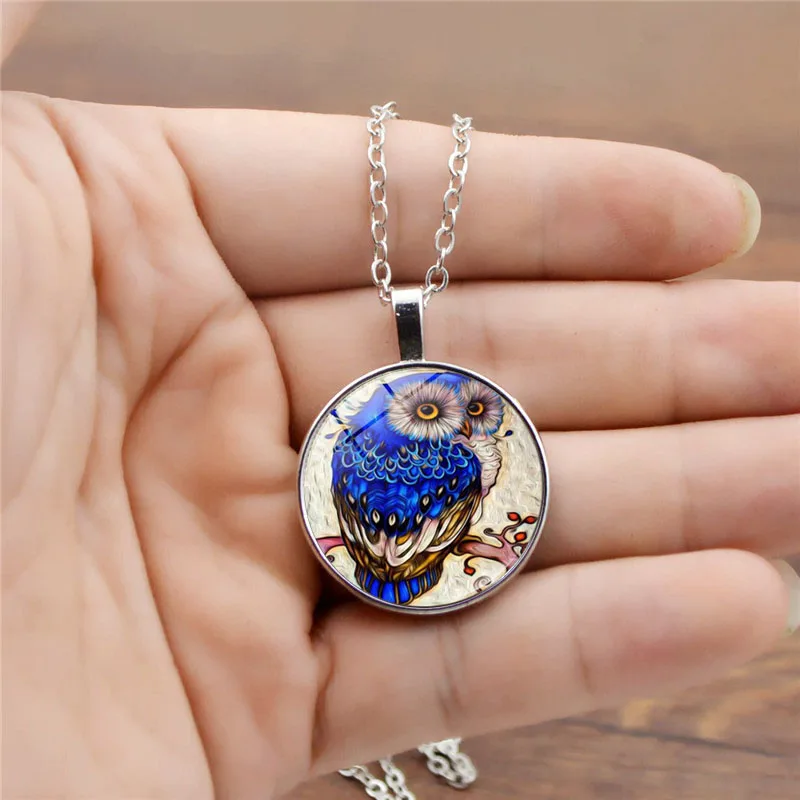 Красивая Сова Кабошон с фото стекло комплект ювелирных изделий драгоценными