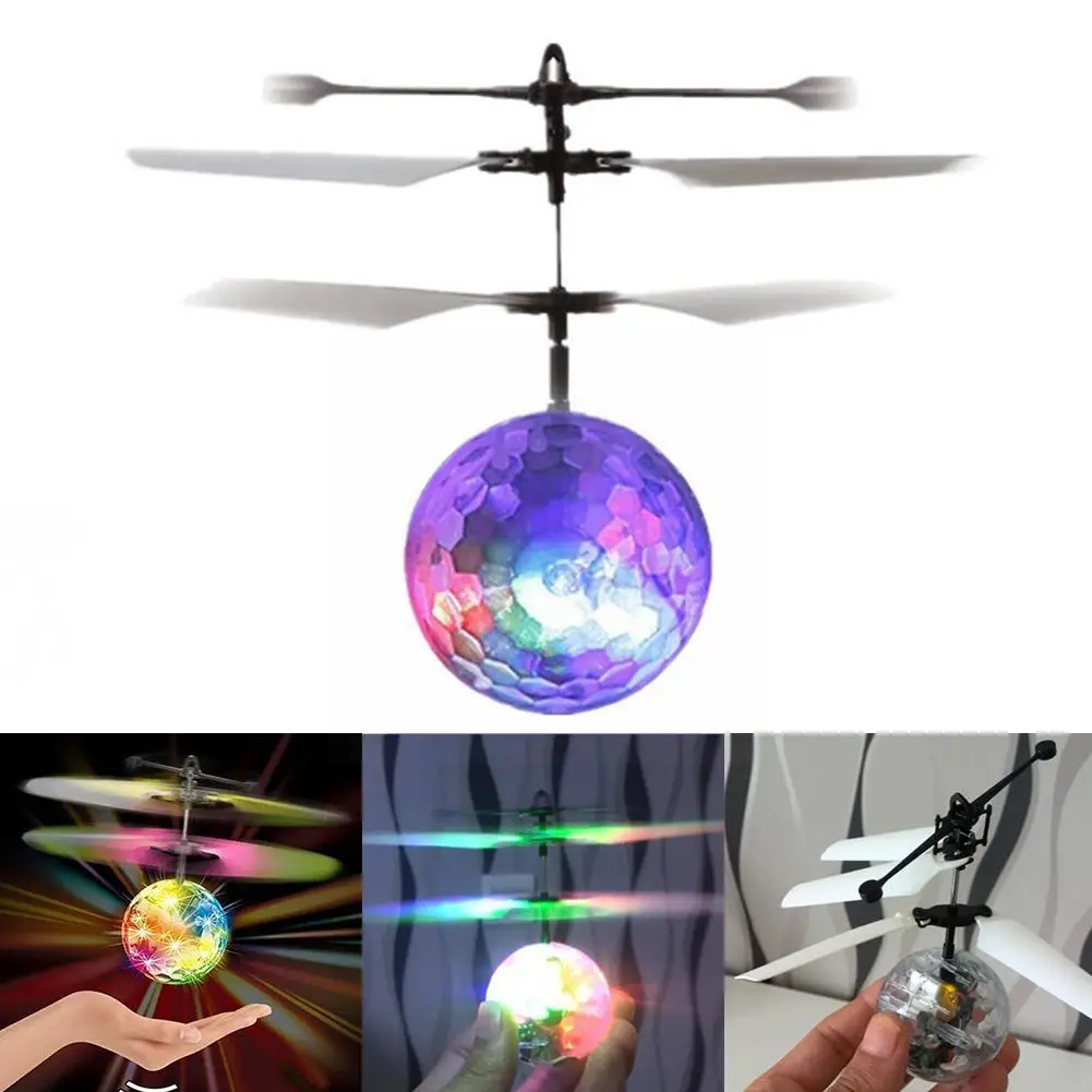 

Flying Ball Spinner Toy Hand Controlled Drone Helicopter UFO Light Children Kids Mini Best With Toys Sensing Gift F9B2