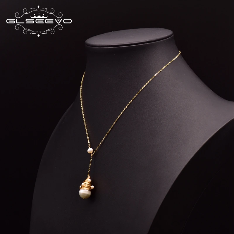 Женское ожерелье из серебра 925 пробы с натуральным пресноводным