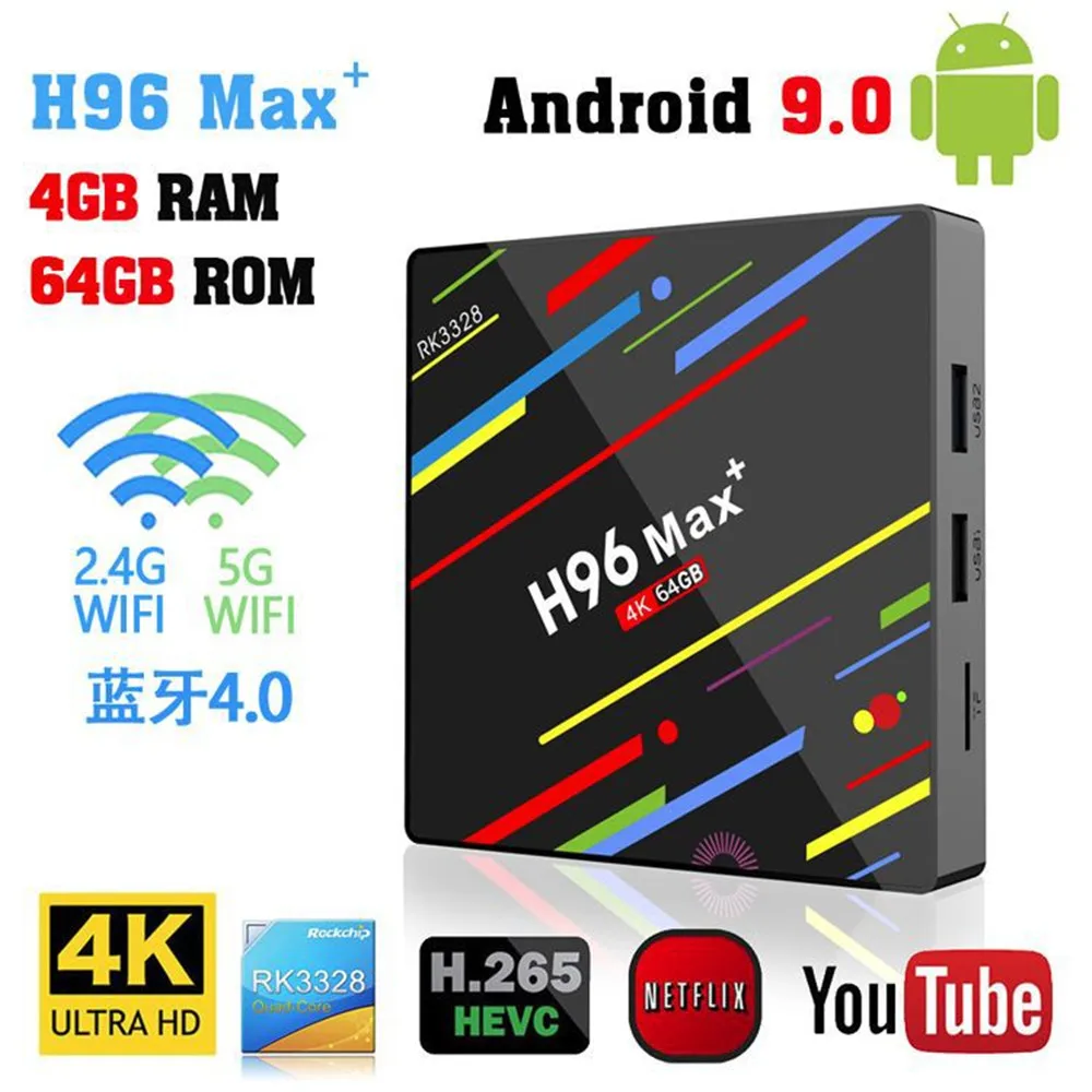 Приставка Смарт ТВ H96 MAX PLUS RK3328 4 + 32/64 ГБ 2/16 Android 9 0|ТВ-приставки и медиаплееры| |
