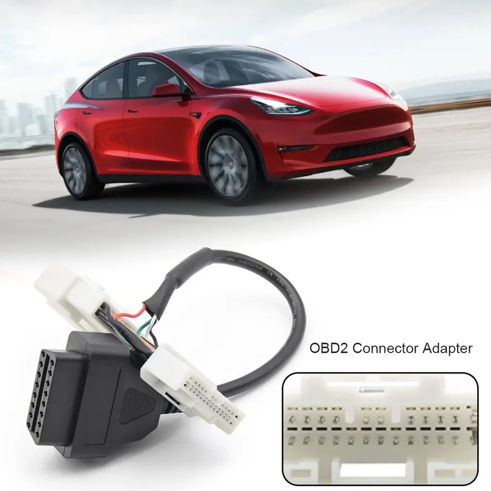 

OBD2 Car Diagnostic Auto Tool Extension Cable Compatible For Tesla 26 Pin Male Female To 16Pin OBD2 Cable Connector Adapter