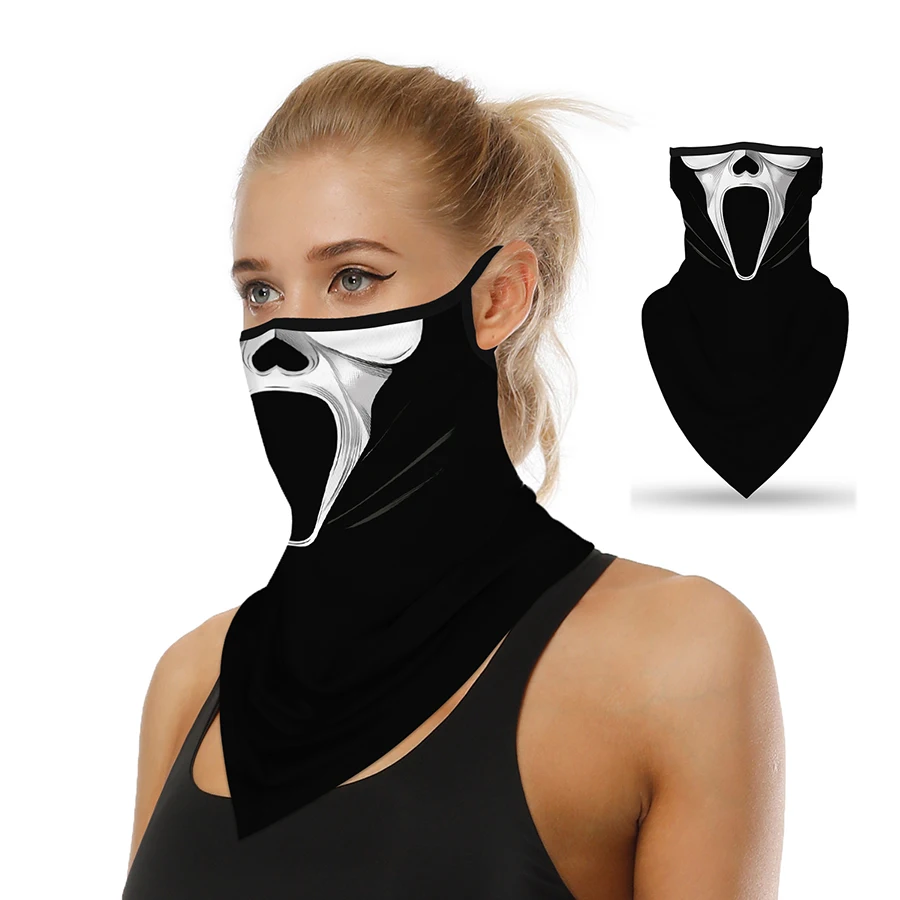 

Color Print Hanging Ear Triangle Scarf Balaclava Bandana Face Scarf Summer Sports Sunscreen Neck Gaiter Cover Half Face Scarves