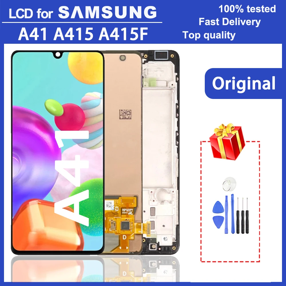 Tela de Toque Lcd para Samsung Testado Original Amoled A41 Display Galaxy A415 A415f Lcd Digitador Assembléia 100% 6.1