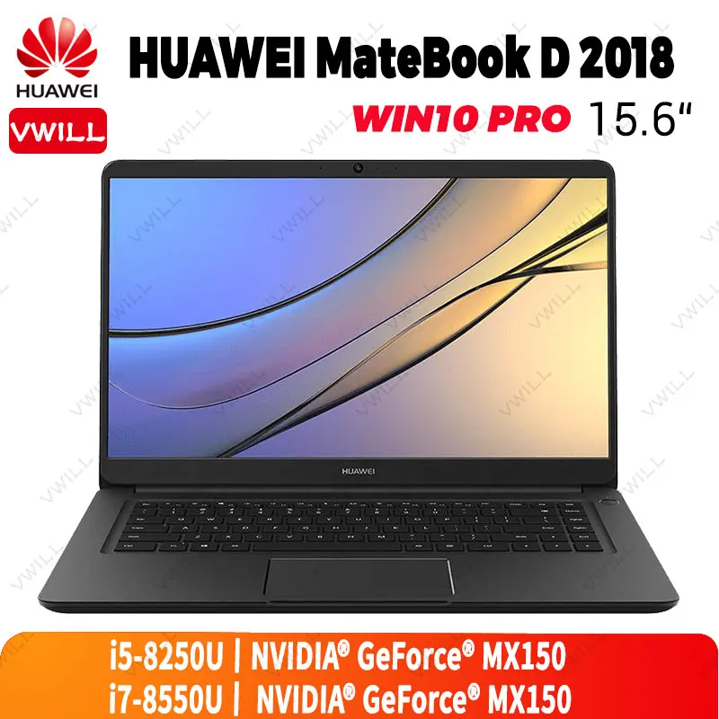 Ноутбук Huawei MateBook D 2018 15 6 дюйма Intel Core с процессором GeForce MX150 Windows 10 Pro и на английском