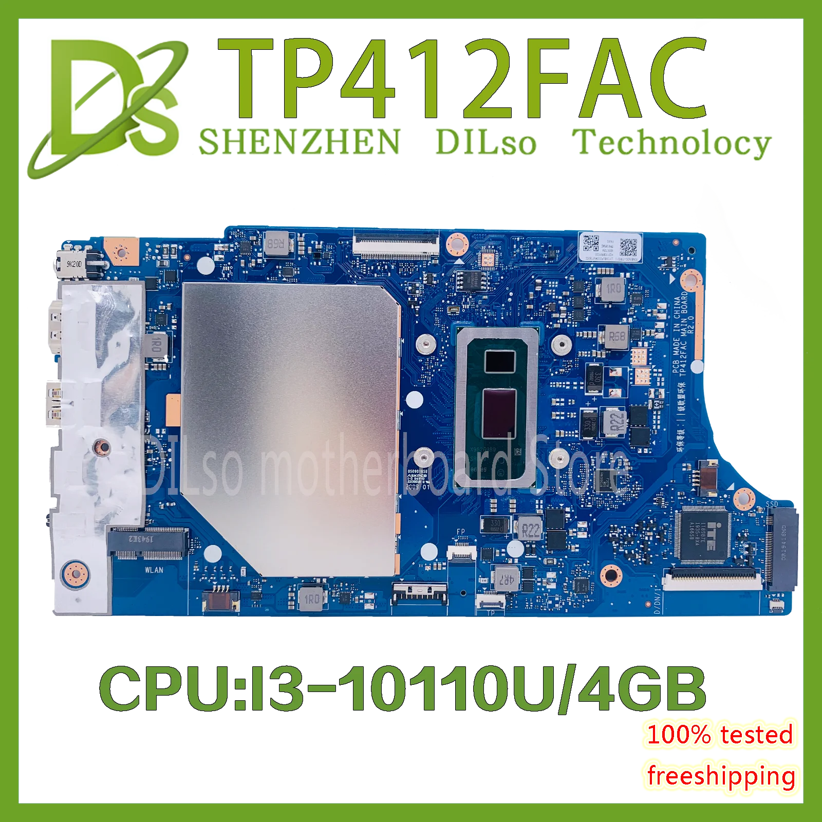 

TP412FAC original motherboard is for ASUS vivobook TP412 TP412F TP412FA notebook motherboard with I3-10110U 4G 100% working