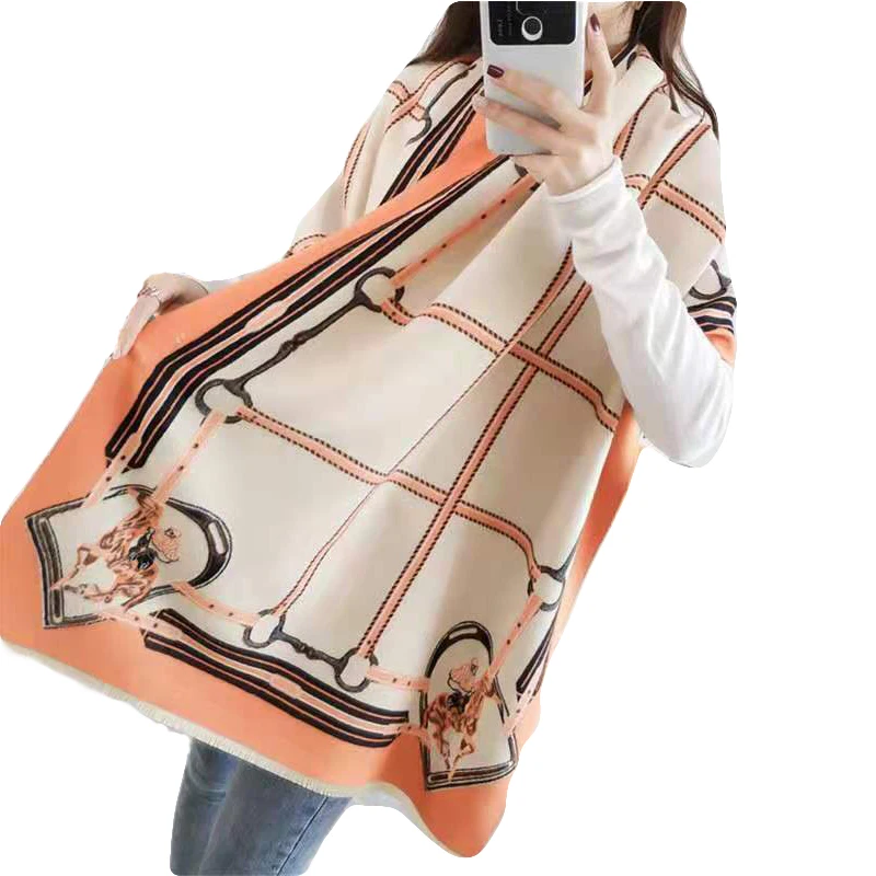 Роскошный брендовый зимний шарф 2019 женские модные шали и палантины с принтом