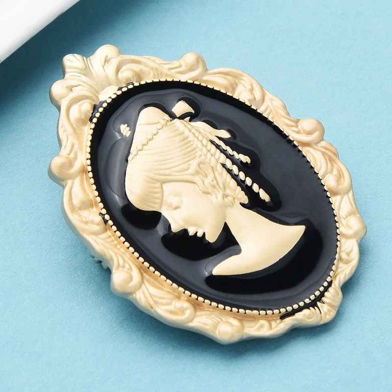 

Wuli&baby Beauty Lady Badge Brooches For Women Vintage Enamel Figure Office Party Brooch Pins Gifts