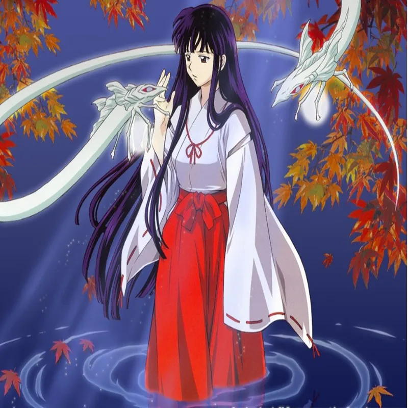 Аниме Inuyasha Kikyo кимоно полный комплект Косплей Костюм Хэллоуин костюм топ + юбка