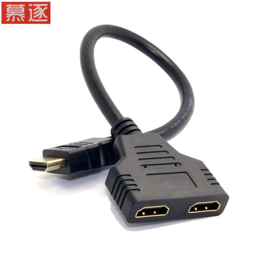 

Разветвитель Y с 2 двумя портами 1080P HD-совместимый переходник «штырь-двойной гнездо» 1 в 2 Выход HDTV конвертер подключение кабеля Шнур