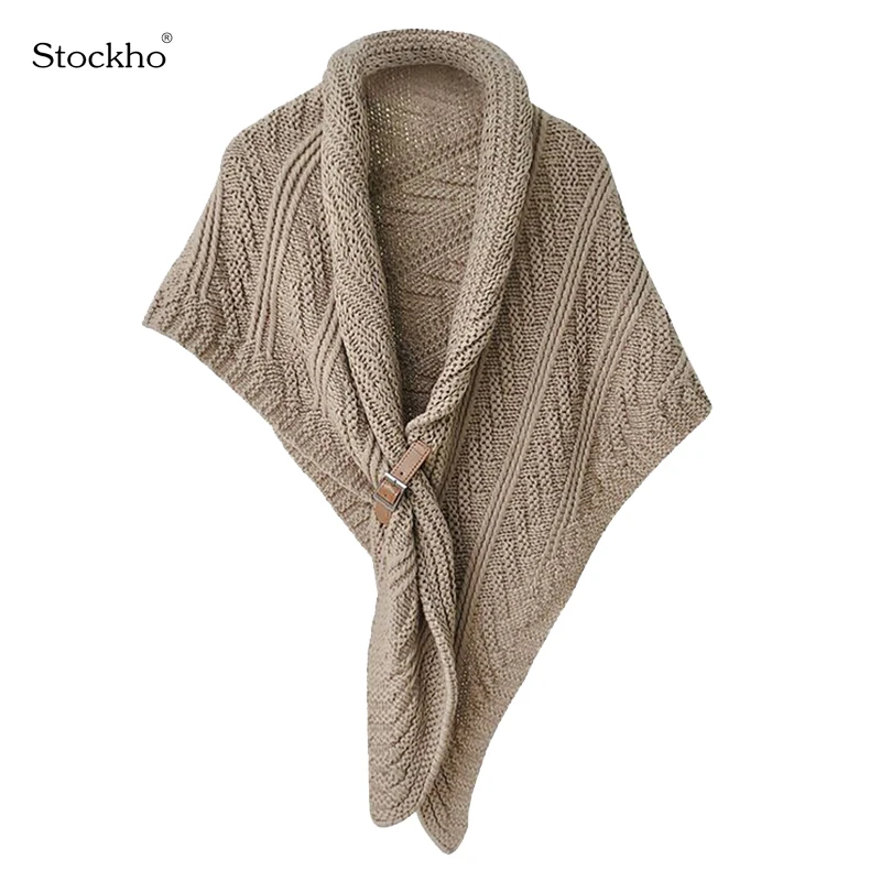 

Woman Shawl Winter Scarf Fashion Ladies Knitted Cloak Scarf Large Muslim Headscarf Warm Triangle Shawl Clothing Accessories