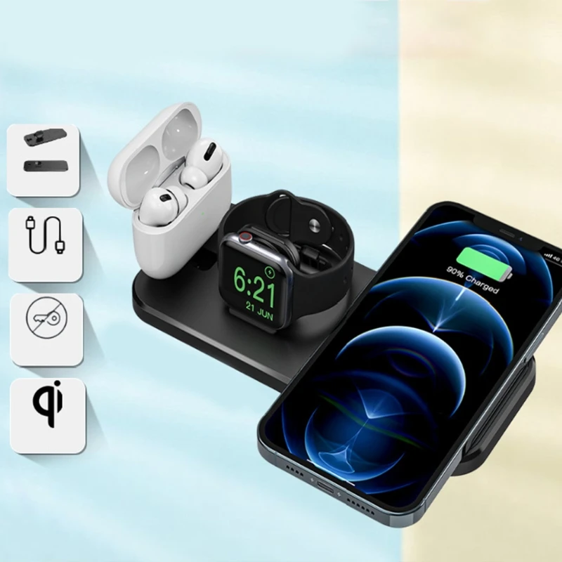 

Wireless Charger, 23 W Fast Wireless Charger, 3-in-1 Qi-CertifiedCharging Statio