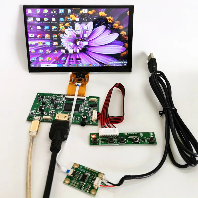 Polegada Display Kit Módulo de Toque Capacitivo 1024×600 Ips Hdmi Módulo Lcd Carro Raspberry pi Ponto Capacitivo Monitor Toque 7 Painéis e LCDs p/ tablet