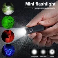 mini led flashlightuv light torch outdoor portable hiking tiny 3modes torch waterproof lamp16340usb chargerprotection box