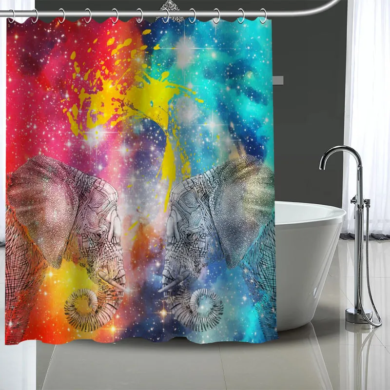 

Hot Sale Elephant Custom Pattern Polyester Bath curtain Waterproof Shower Curtains DIY Bath Screen Printed Curtain for Bathroom