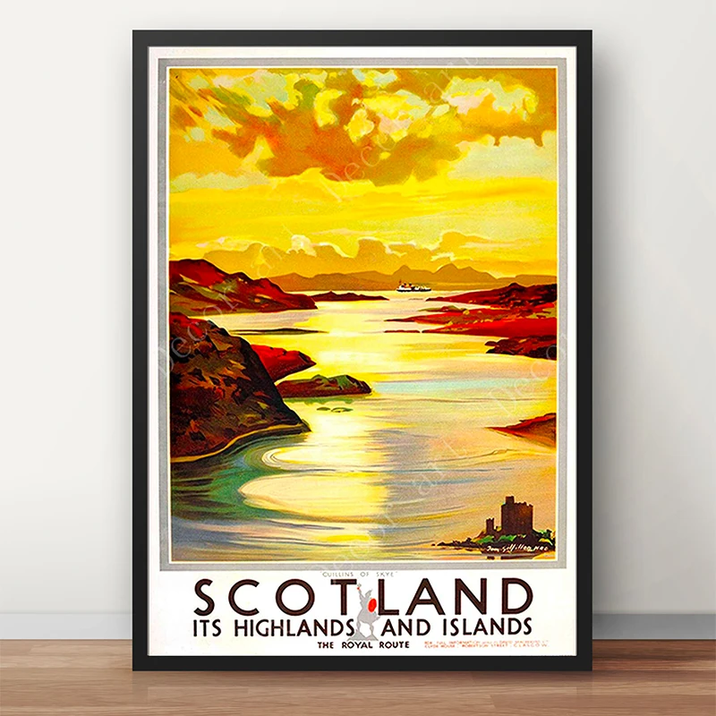 

Scotland Travel Canvas Paintings Vintage Wall Kraft Posters Coated Wall Sticker Home Decoration Gift