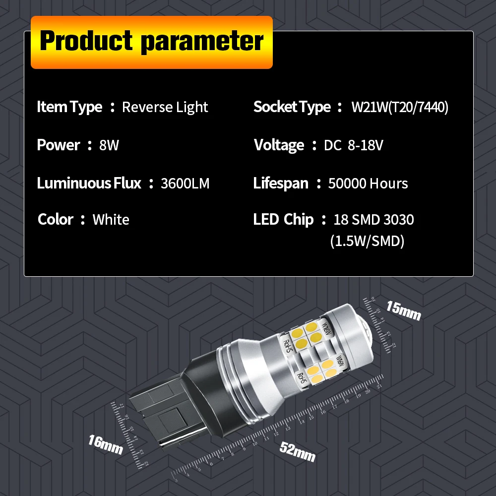 2x Светодиодный фонарь заднего хода Canbus W21W 7440 T20 для Lexus RX300 LS430 GX470 SC430 Honda Accord Civic CRV