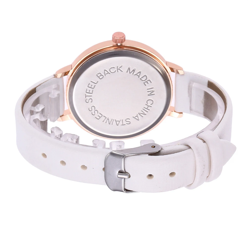 

zegarek damski Women Fashion Simple Fresh Round Faux Leather Band Analog Quartz Wrist Watch montre femme relogio feminino Ladie