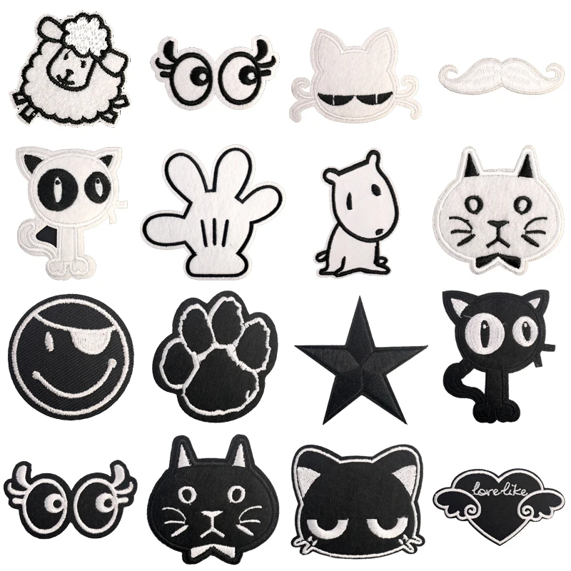 Нашивки с вышивкой в виде аниме кота для одежды значки Аппликации термонаклейки