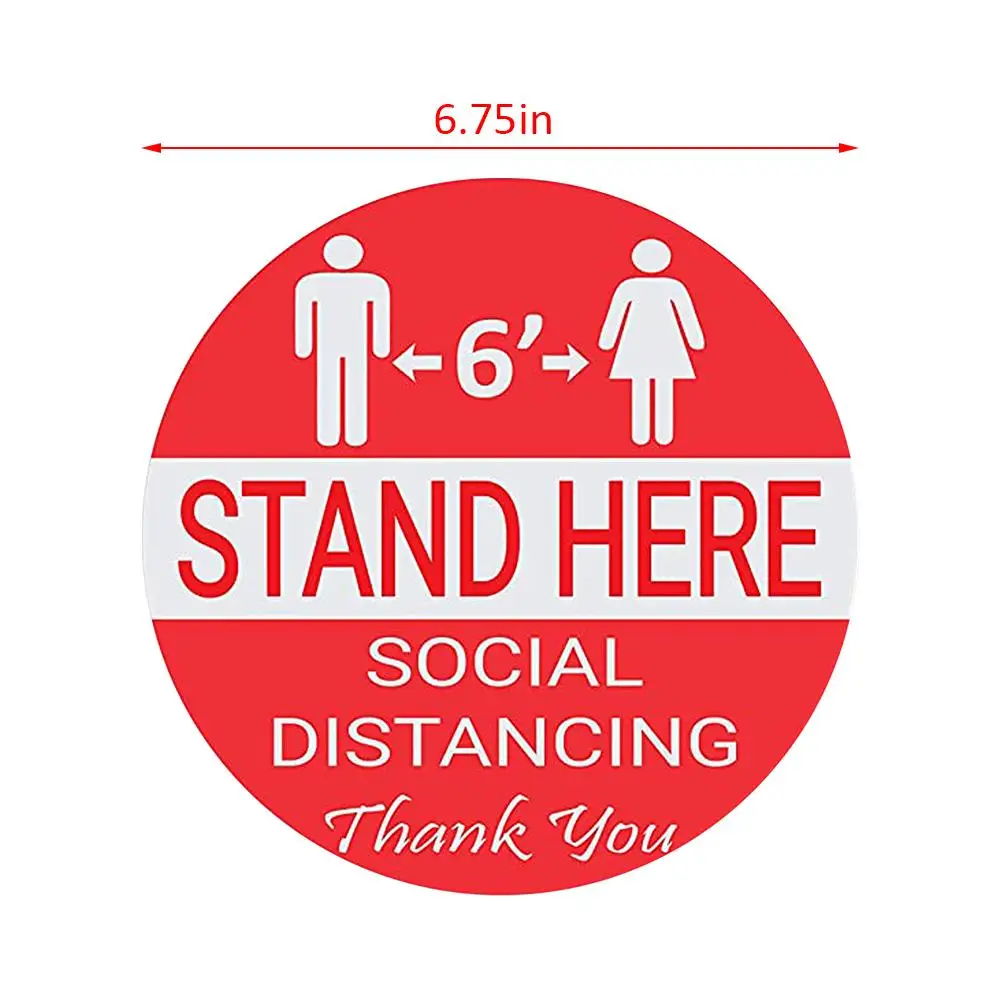 

Social Distance Wait Here Stand Here Keep 6ft In Between Distance Marker Floor Decal For Social Distance While In Line - 6.75" F