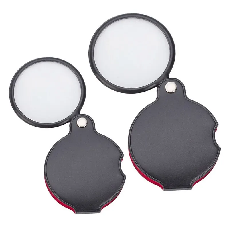 

Mini Magnifying Glass Folding Pocket Magnifier Rotating Protective Cover for Hobbies Reading Science Jewelry Repairing
