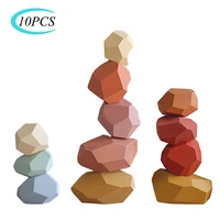 kids wooden colored stone building block educational toy creative nordic style stacking game rainbow wooden toy gift