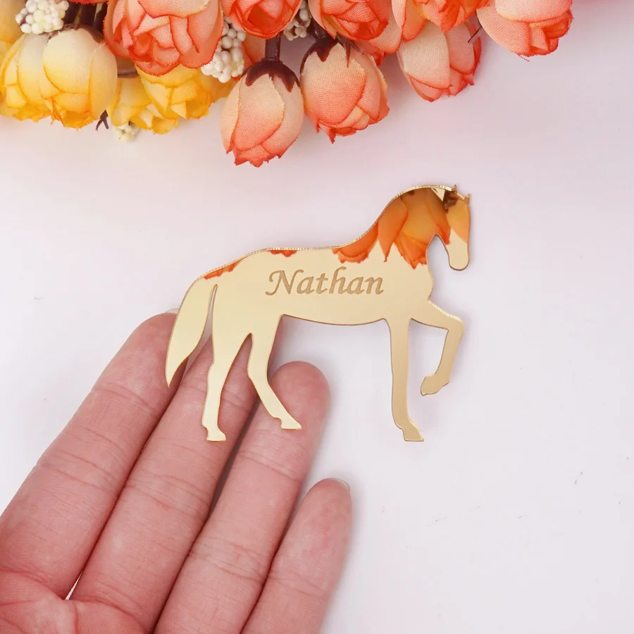 Акриловая наклейка с именем на заказ зеркальная лошадь лазерная резка