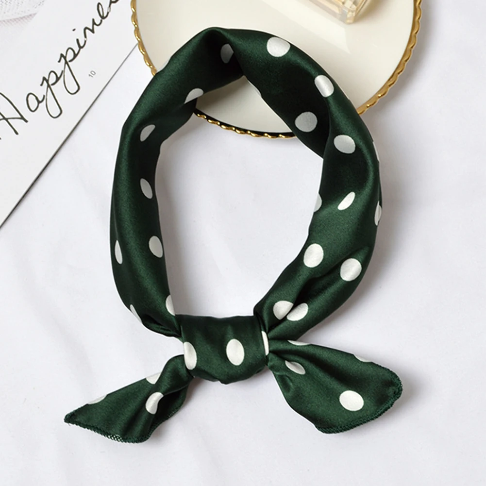 Квадратный шарф женский Сатин в горошек галстук для волос Веревка резинки