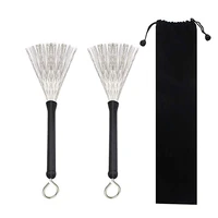 1 pair drum sticks brush retractable sticks metal wire drum brush with storage bag