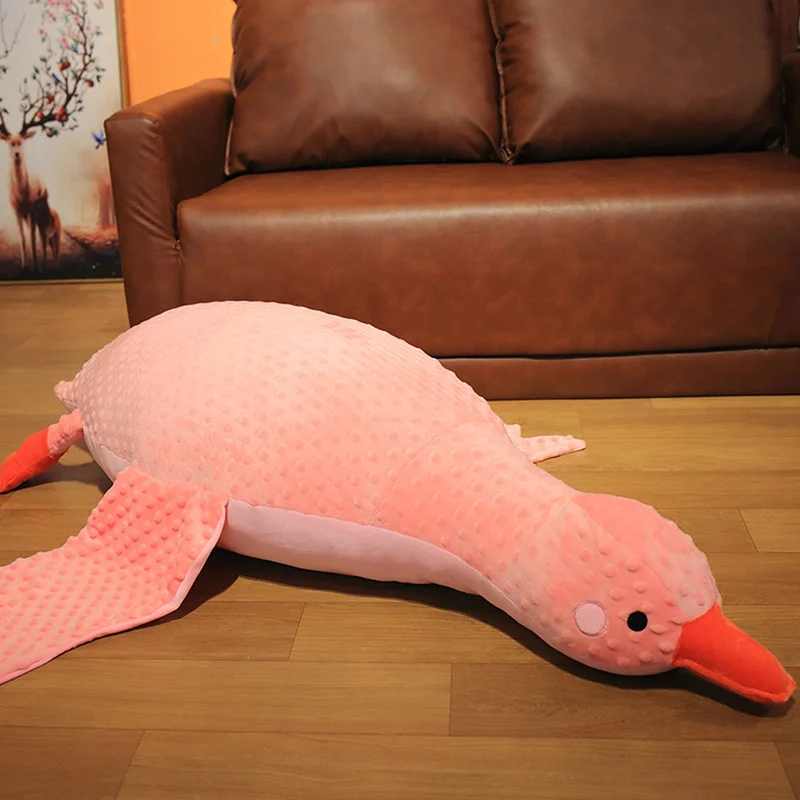 

70/100/120CM Huge Massage Duck Plush Toys Stuffed Soft Lying Goose Pillow Cartoon Cute Animal Mat Dolls Baby Kids Appease Toys