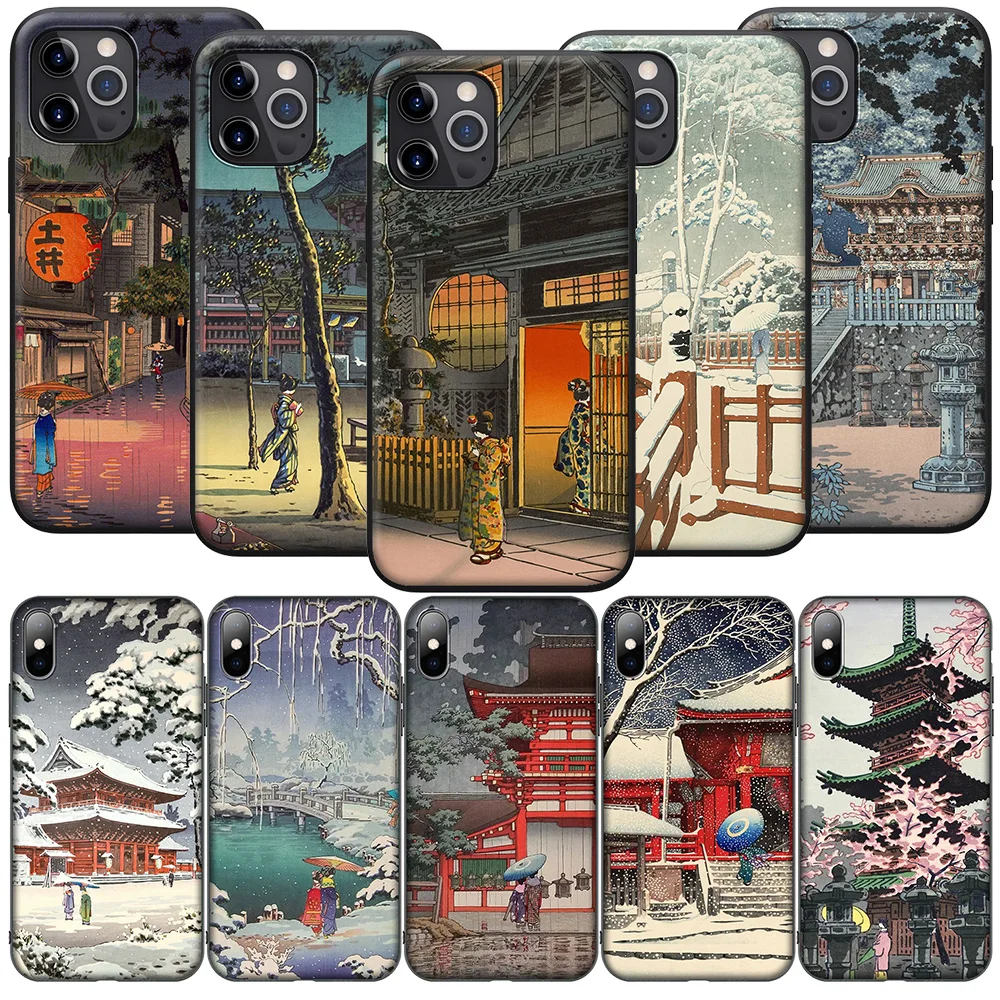 GX250 Ukiyo-e Tokyo Japanese Art Silicone Soft Case for iPhone 13 12 Mini 11 Pro XS Max XR X 8 7 6 6S Plus 5 5S SE 2020 |