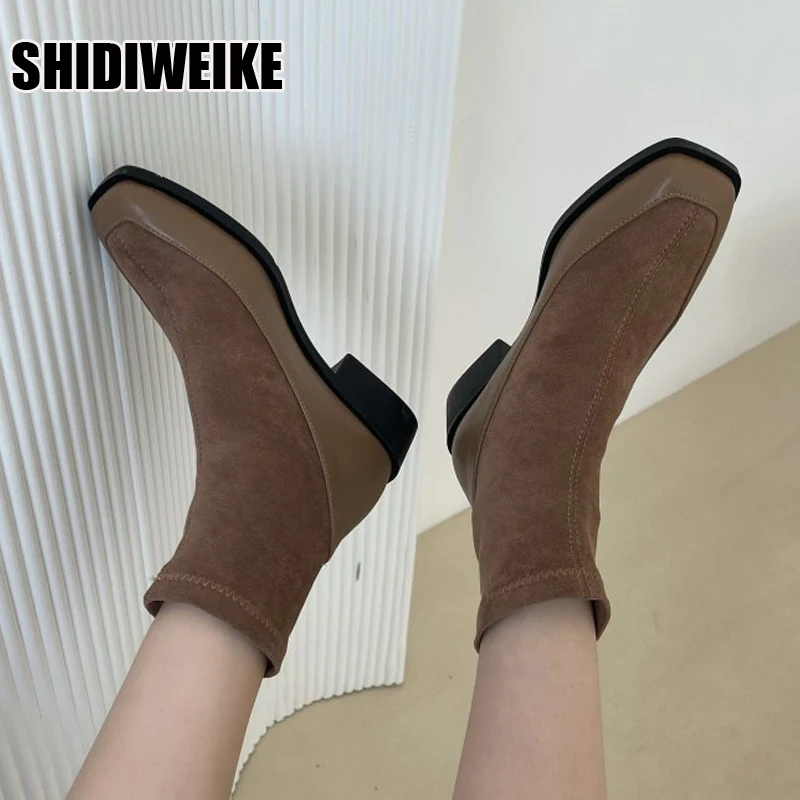 

Women Boots British style flock velvet stretch boots casual fashion internal leather European and American all match vc1838