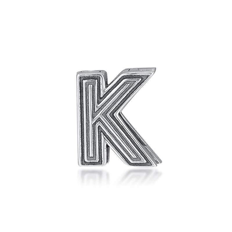 

Fit Pandora Bracelets 26 Letters Clips Letter K Charms 925 Sterling Silver Original Beads for Women DIY Jewelry Making