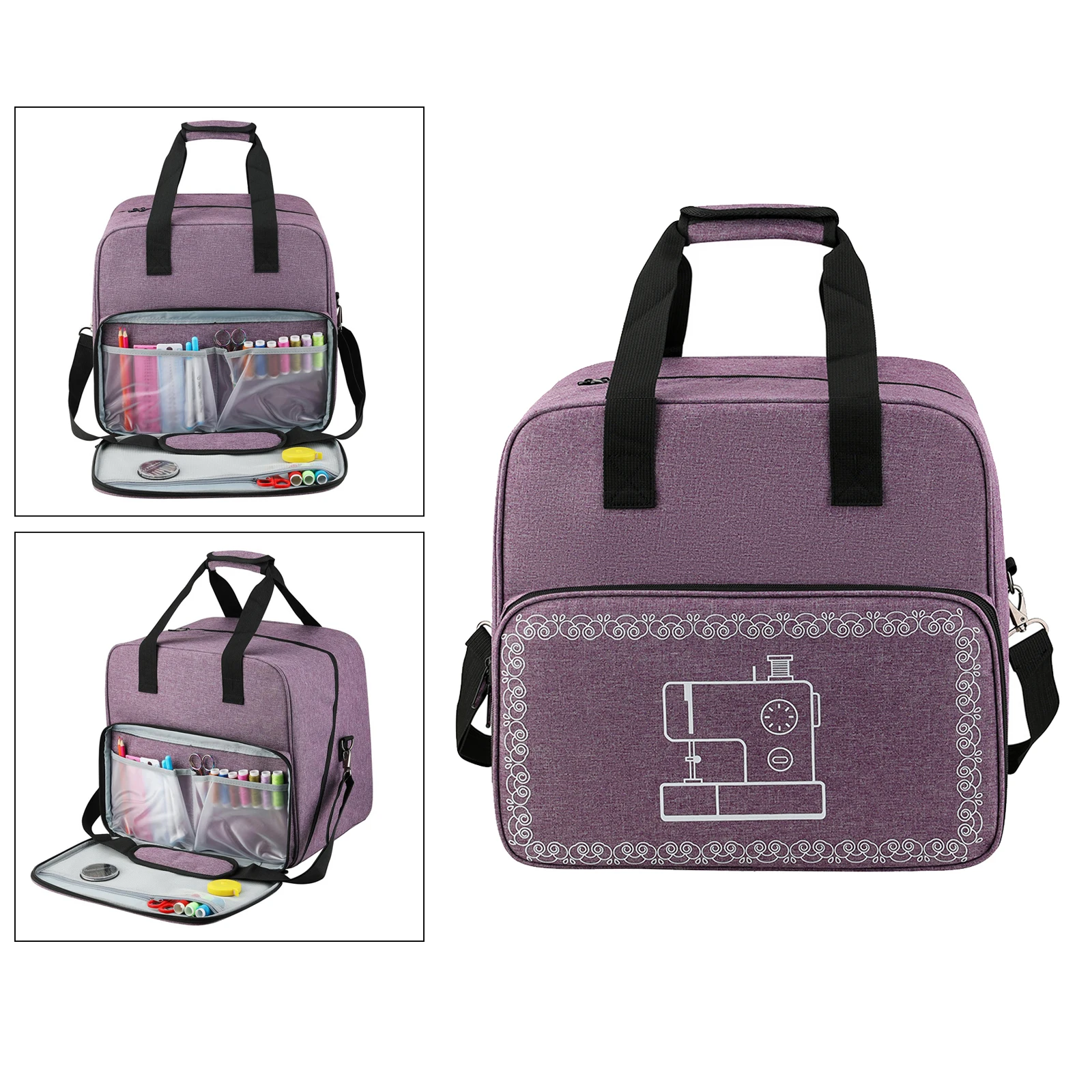 

Sewing Machine Travel Tote Bag for Most Standard Sewing Machines and Accessories, Purple