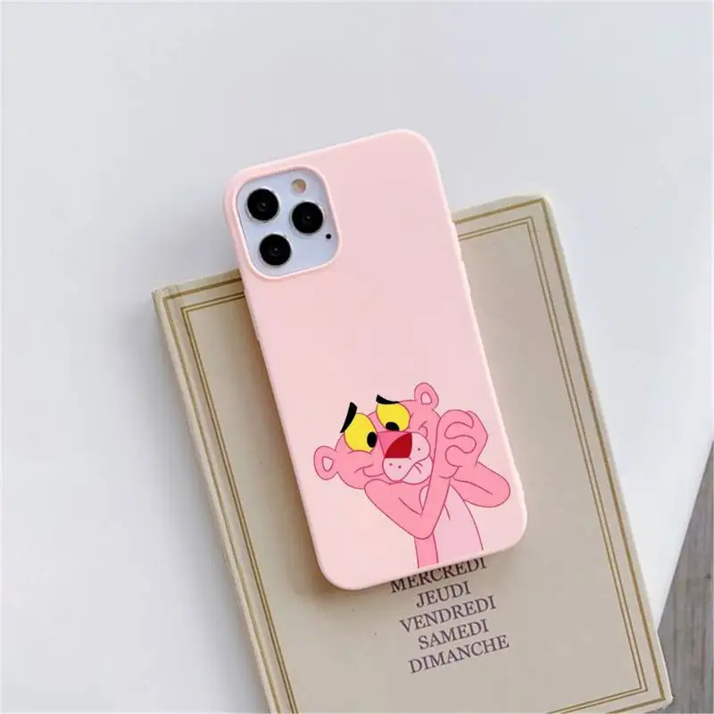 

Fashion cute funny Pink leopard cartoon Phone Case Candy Color for iPhone 6 6S 7 8 11 12 XS X SE 2020 XR mini pro Plus MAX