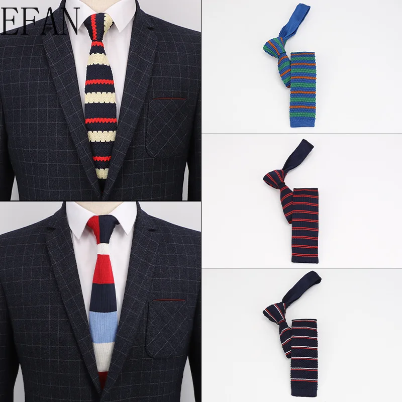 Новинка 5 см трикотажные повседневные треугольные полосатые галстуки обычные