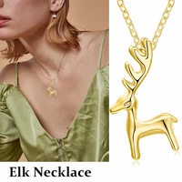 2021 fashion cute 3colors party outdoor jewelry snake chain titanium steel animal pattern elk pendant necklace accessories