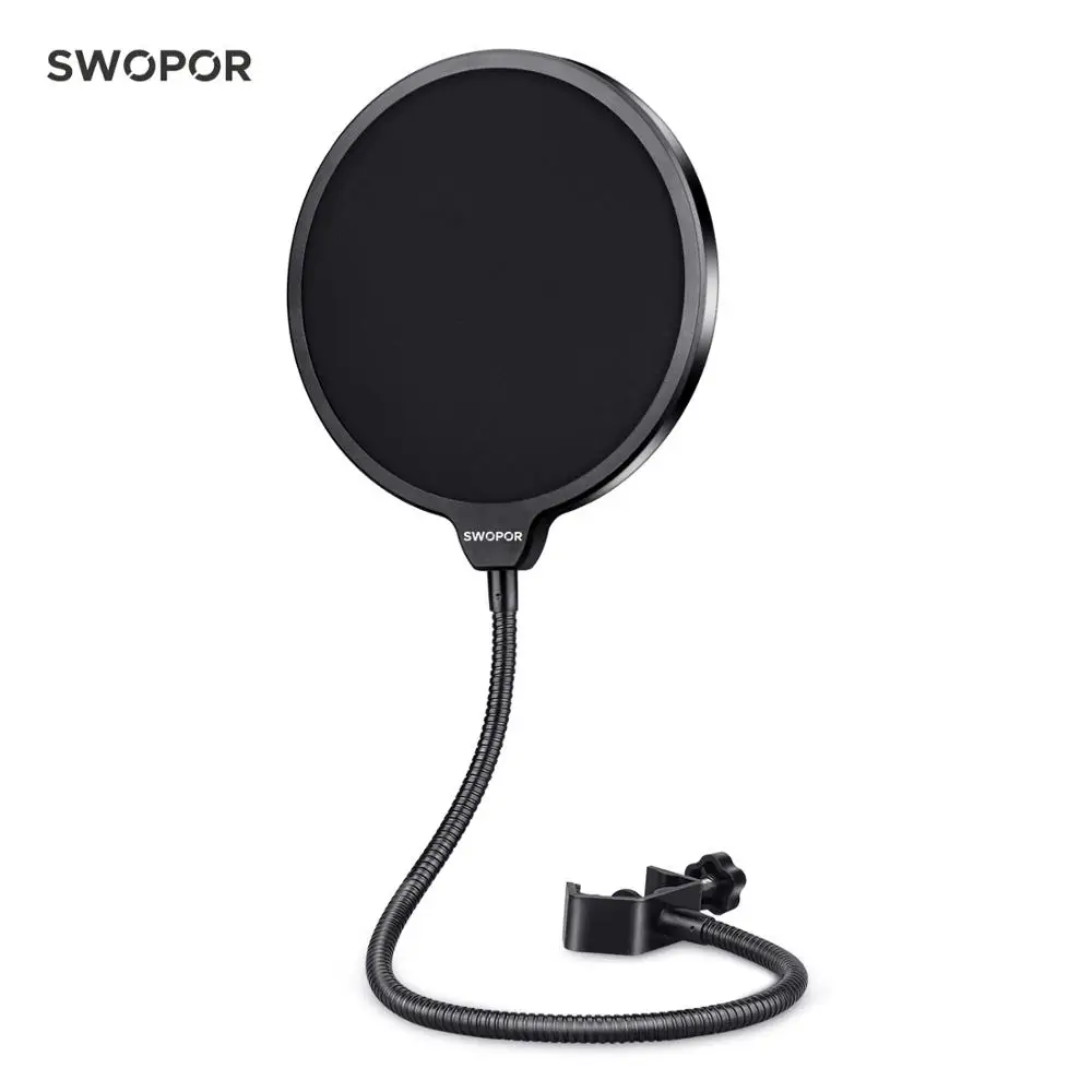 Поп-фильтр для микрофона SWOPOR PF01 ветряной экран с гибким 360 ° гусиная шея