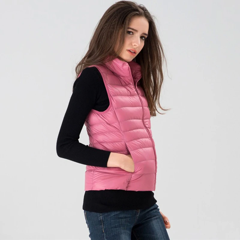 FTLZZ женский ульсветильник жилет на белом утином пуху женская тонкая куртка без