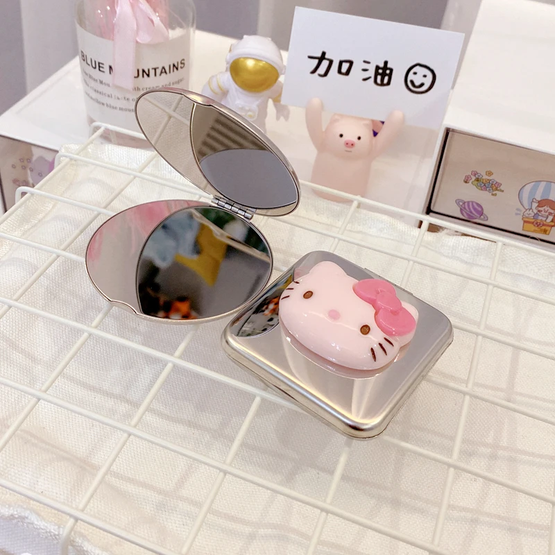 Мультяшное мини-зеркало для макияжа из нержавеющей стали Портативное
