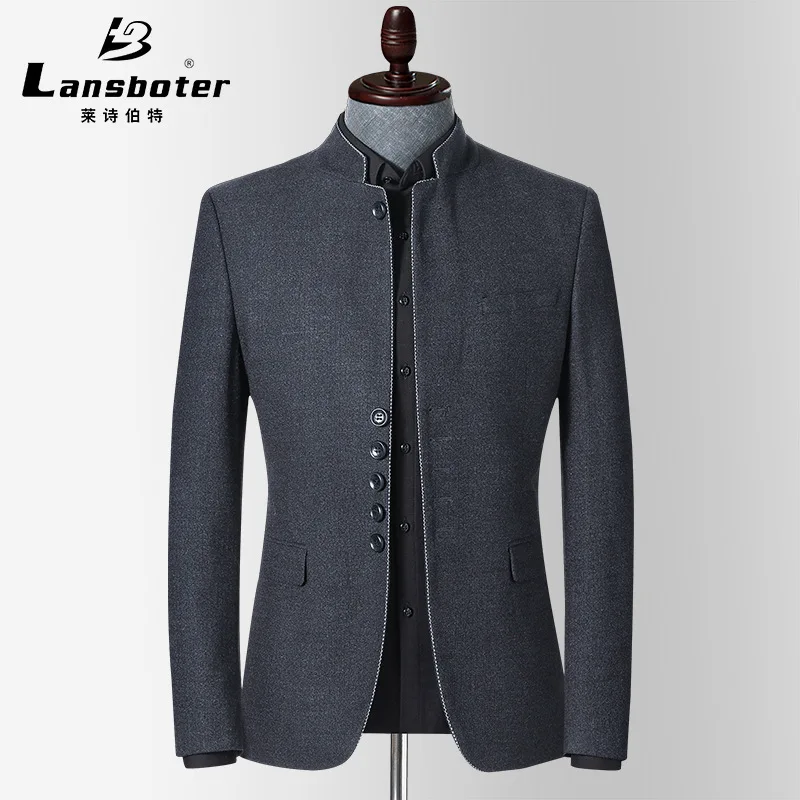 Stylish Stand Collar Blazer Men High Quality Slim Fit Suit Jacket Men Terno Masculino Blazer Formal Working Blazers Dress FS-217
