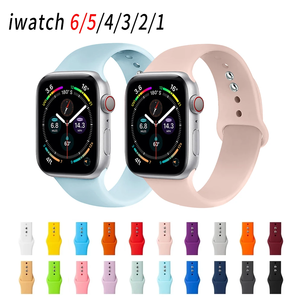 

Silicone Strap For apple watch band 44mm 40mm 38mm 42mm correa 44 mm rubber belt wristband for bracelet iwatch serie 3 4 5 6 Se